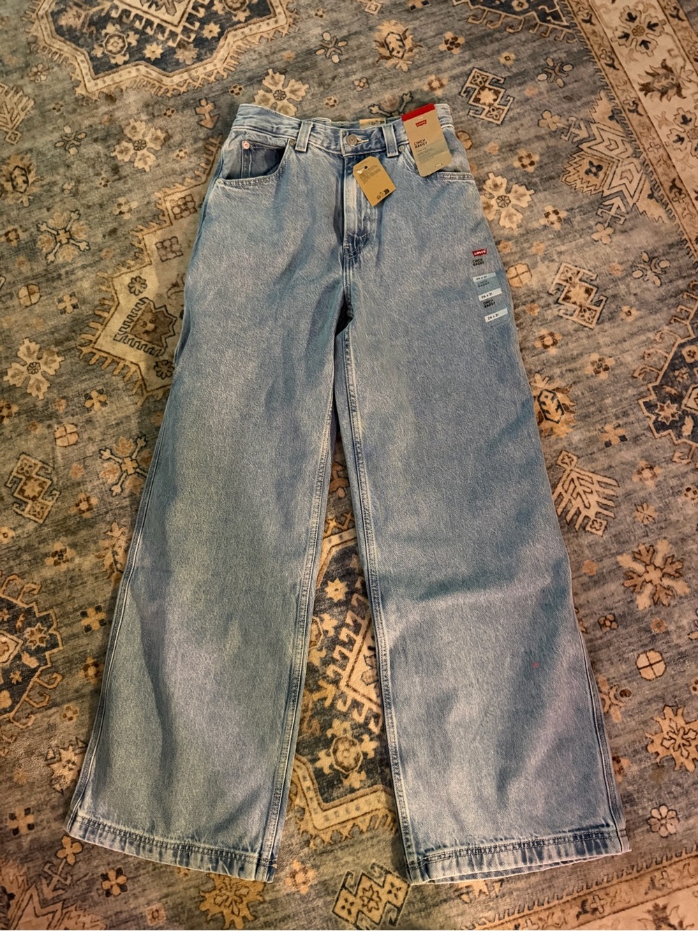 Levi's Light Blue High-Rise Cinch waist, Baggy Jeans